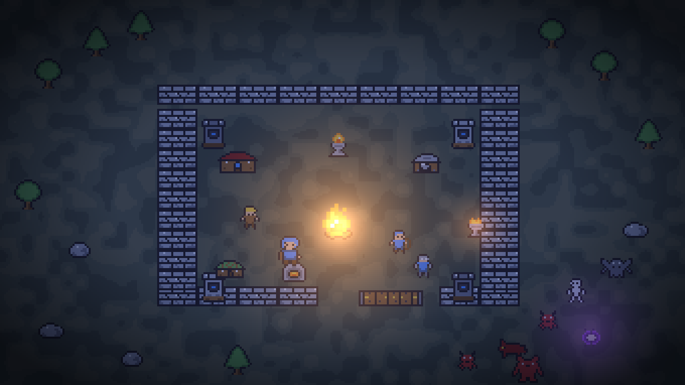 A Wolf's Rest arena at night